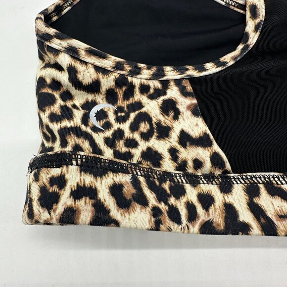 Zyia Active Sports Bra Women's Pullover Athletic Mesh Animal Print Black Beige S - Picture 4 of 11